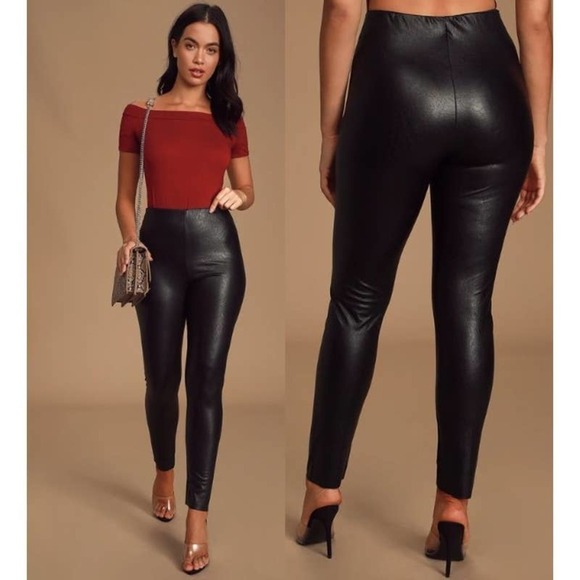Lulus Pants - Lulus NWT Ellianna Vegan Leather High Waisted Skinny Leggings Black Size Medium